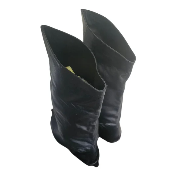 Vintage Mister Shoes Genuine Leather Black Pull On Mid Calf Boots 8M - Picture 4 of 9